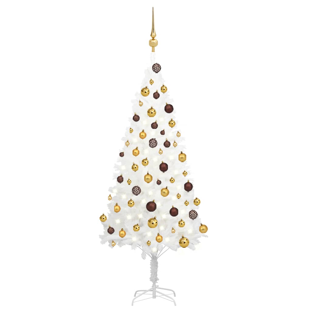 Kunstkerstboom Met Led's En Kerstballen 120 Cm Wit