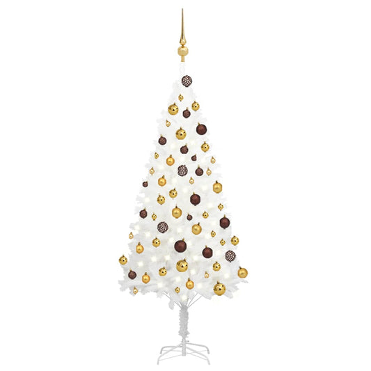 Kunstkerstboom Met Led's En Kerstballen 120 Cm Wit