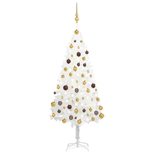 Kunstkerstboom Met Led's En Kerstballen 150 Cm Wit