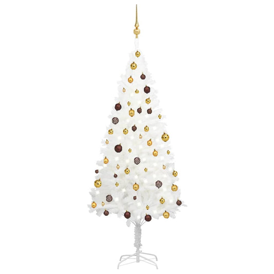 Kunstkerstboom Met Led's En Kerstballen 180 Cm Wit
