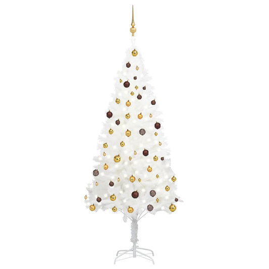 Kunstkerstboom Met Led's En Kerstballen 210 Cm Wit