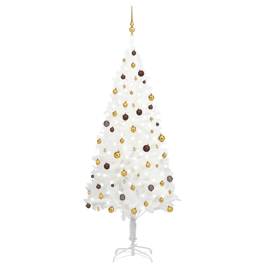 Kunstkerstboom Met Led's En Kerstballen 240 Cm Wit