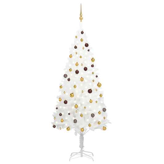 Kunstkerstboom Met Led's En Kerstballen 240 Cm Wit