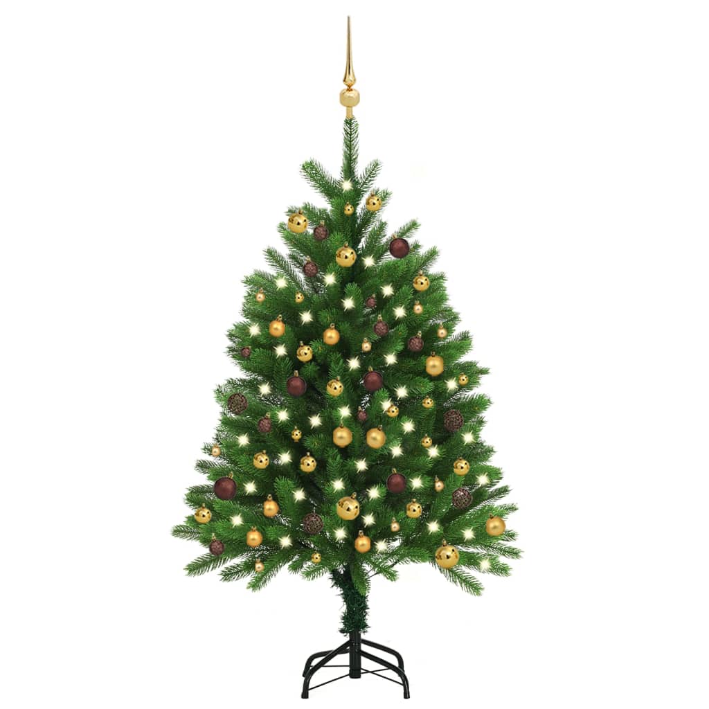Kunstkerstboom Met Led's En Kerstballen 120 Cm Groen