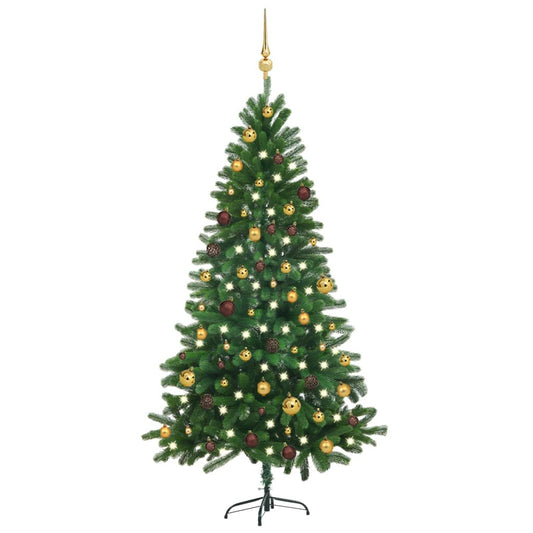 Kunstkerstboom Met Led's En Kerstballen 180 Cm Groen