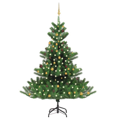 Kunstkerstboom Nordmann Met Led's En Kerstballen 240 Cm Groen