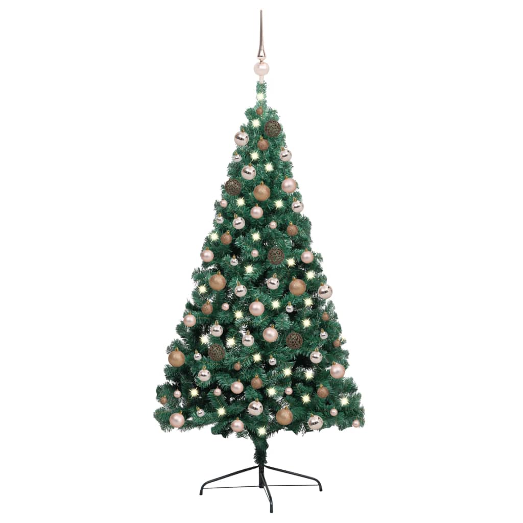 Kunstkerstboom Met Led's En Kerstballen Half 240 Cm Groen
