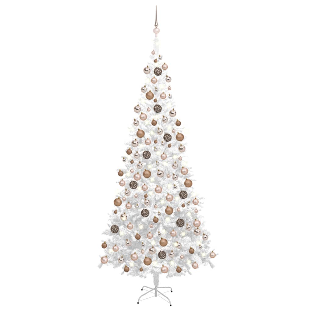 Kunstkerstboom Met Led's En Kerstballen L 240 Cm Wit