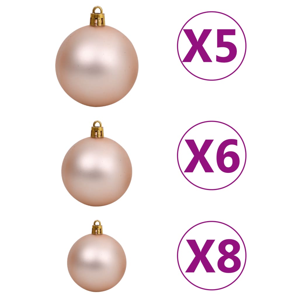 Kunstkerstboom Met Led's En Kerstballen 150 Cm Pvc Roze