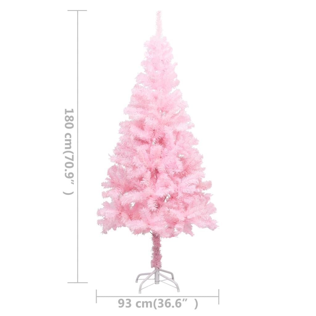Kunstkerstboom Met Led's En Kerstballen 180 Cm Pvc Roze