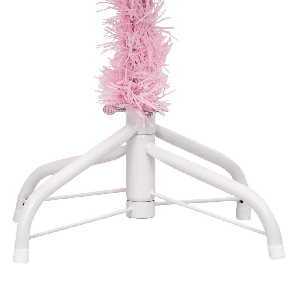 Kunstkerstboom Met Led's En Kerstballen 210 Cm Pvc Roze