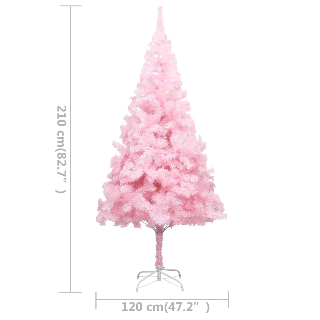 Kunstkerstboom Met Led's En Kerstballen 210 Cm Pvc Roze
