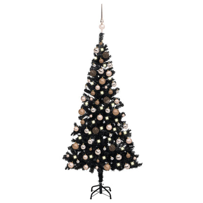 Kunstkerstboom Met Led's En Kerstballen 120 Cm Pvc Zwart