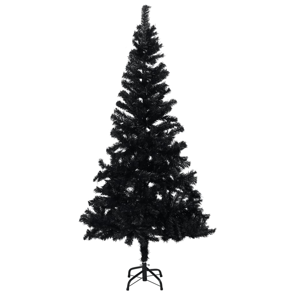 Kunstkerstboom Met Led's En Kerstballen 150 Cm Pvc Zwart