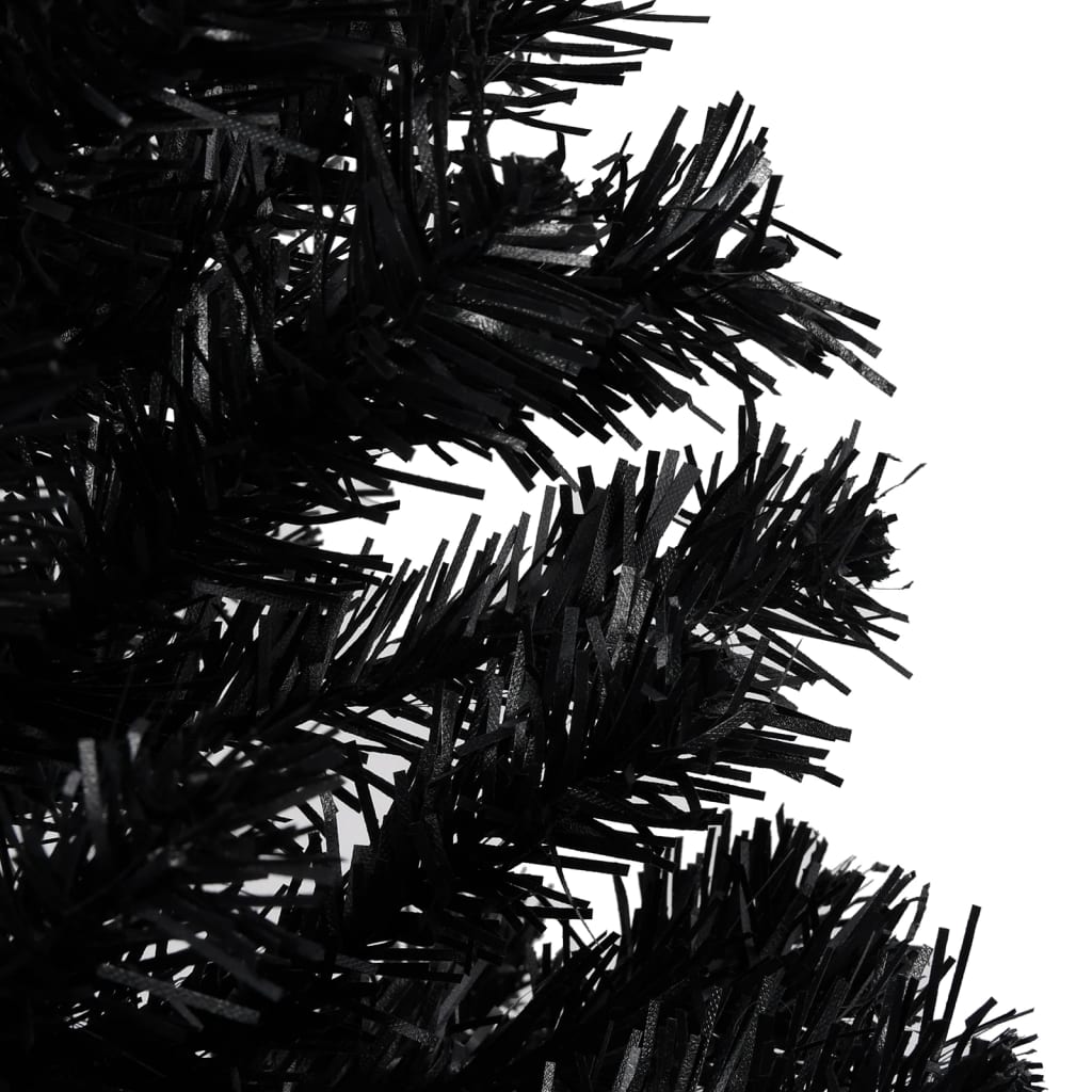 Kunstkerstboom Met Led's En Kerstballen 150 Cm Pvc Zwart