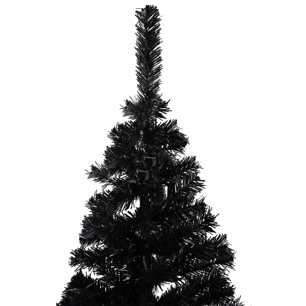 Kunstkerstboom Met Led's En Kerstballen 210 Cm Pvc Zwart