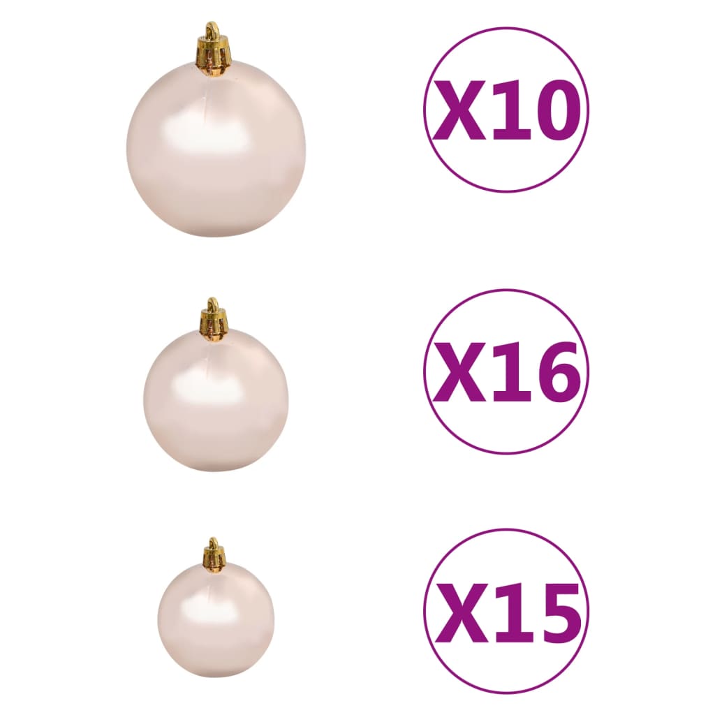 Kunstkerstboom Met Led's En Kerstballen 210 Cm Pvc Zwart
