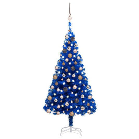 Kunstkerstboom Met Led's En Kerstballen 180 Cm Pvc Blauw