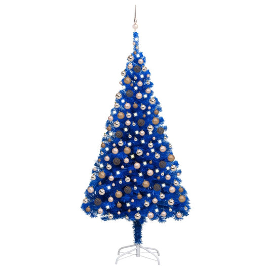 Kunstkerstboom Met Led's En Kerstballen 210 Cm Pvc Blauw