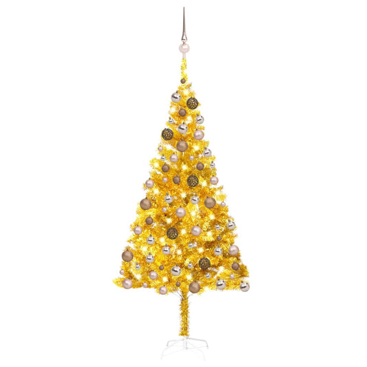 Kunstkerstboom Met Led's En Kerstballen 180 Cm Pet Goudkleurig