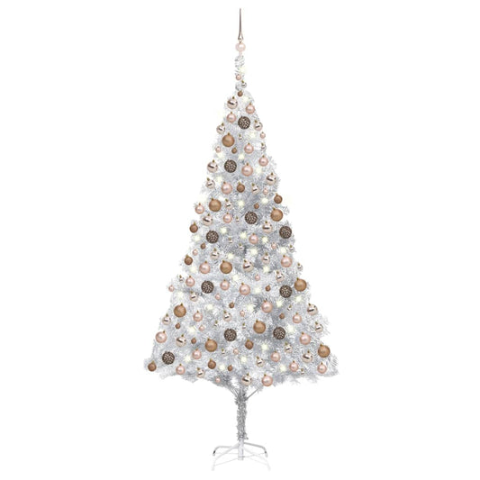 Kunstkerstboom Met Led's En Kerstballen 210 Cm Pet Zilverkleur