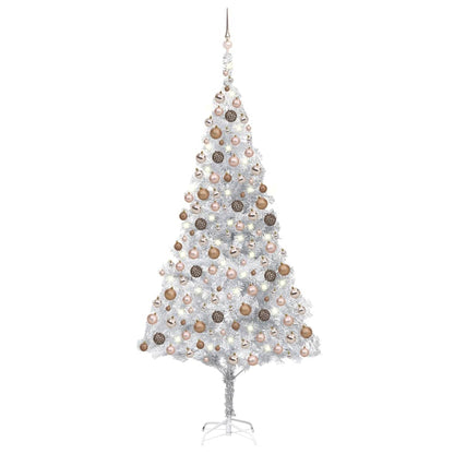 Kunstkerstboom Met Led's En Kerstballen 240 Cm Pet Zilverkleur