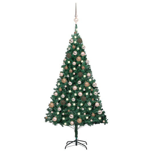 Kunstkerstboom Met Led's En Kerstballen 150 Cm Pvc Groen