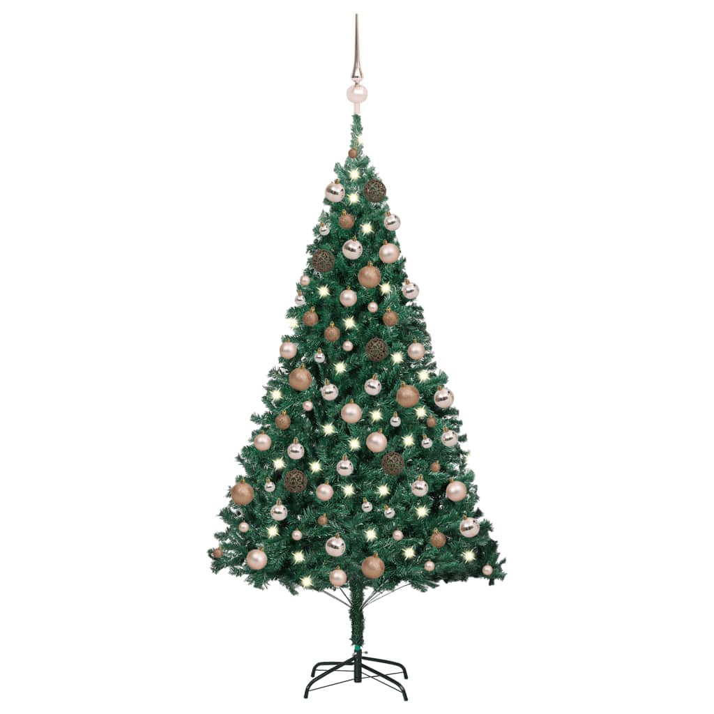 Kunstkerstboom Met Led's En Kerstballen 180 Cm Pvc Groen