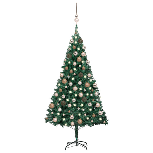 Kunstkerstboom Met Led's En Kerstballen 180 Cm Pvc Groen