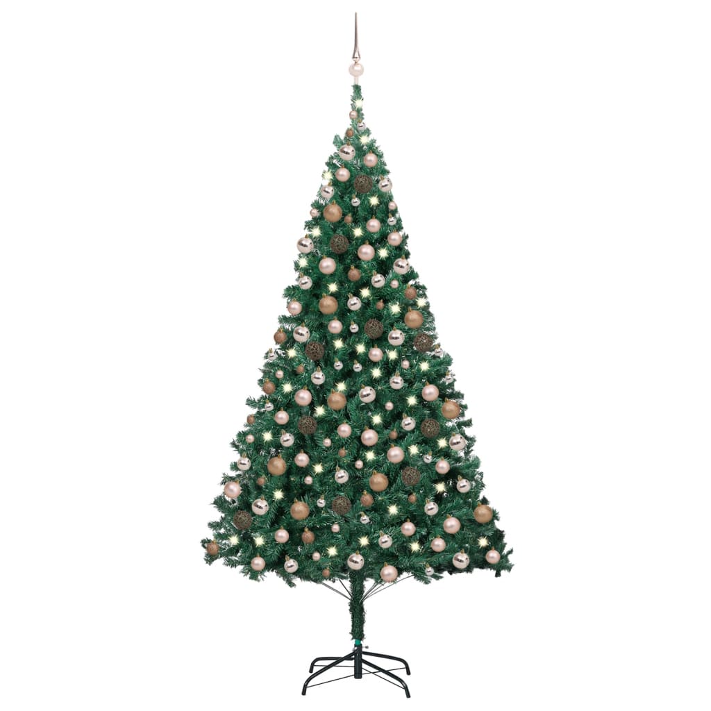 Kunstkerstboom Met Led's En Kerstballen 210 Cm Pvc Groen