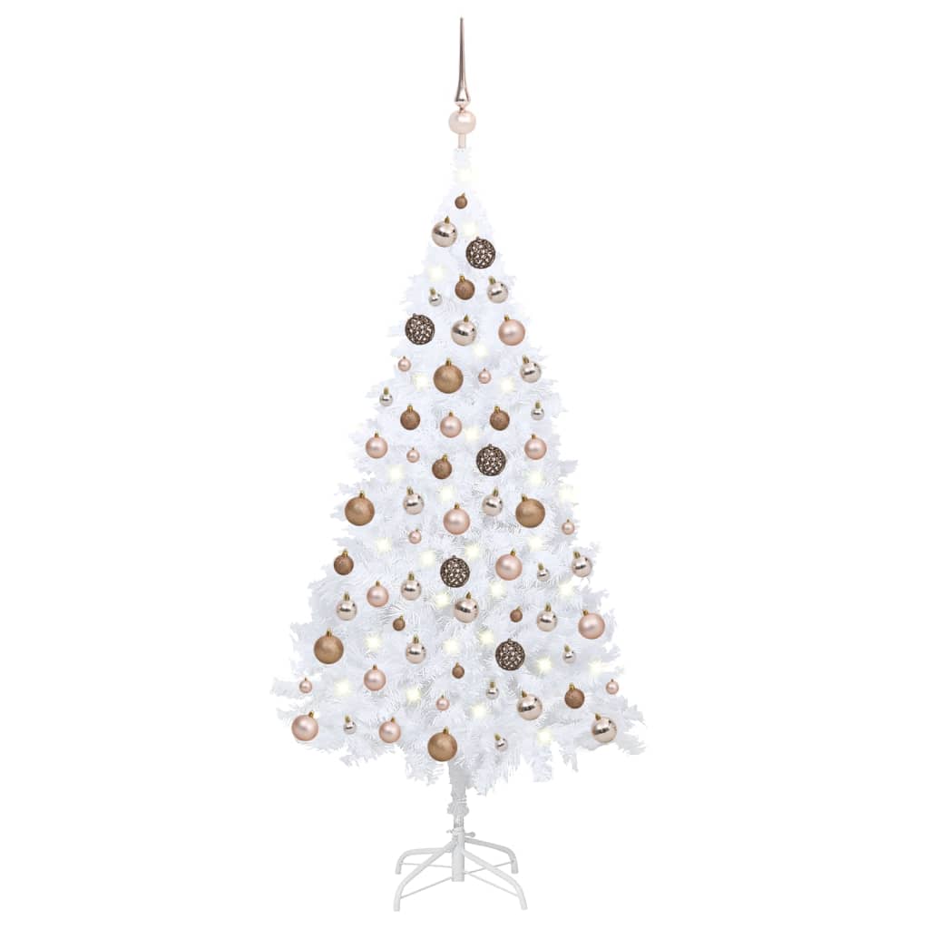 Kunstkerstboom Met Led's En Kerstballen 120 Cm Pvc Wit