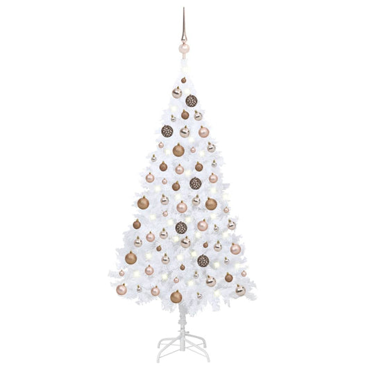 Kunstkerstboom Met Led's En Kerstballen 120 Cm Pvc Wit