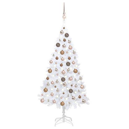Kunstkerstboom Met Led's En Kerstballen 150 Cm Pvc Wit