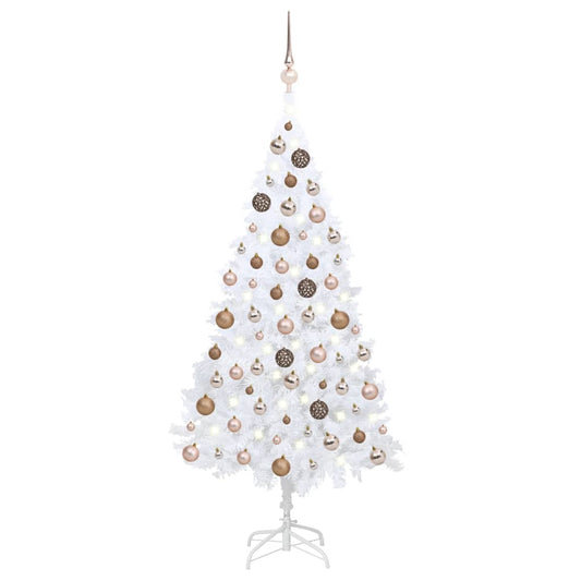 Kunstkerstboom Met Led's En Kerstballen 150 Cm Pvc Wit