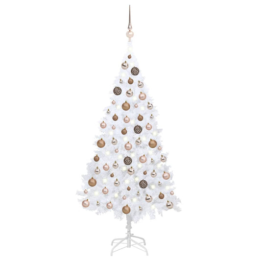 Kunstkerstboom Met Led's En Kerstballen 180 Cm Pvc Wit