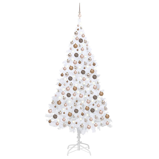 Kunstkerstboom Met Led's En Kerstballen 210 Cm Pvc Wit