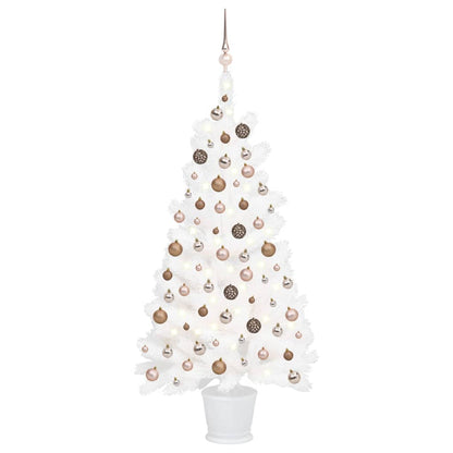 Kunstkerstboom Met Led's En Kerstballen 90 Cm Wit