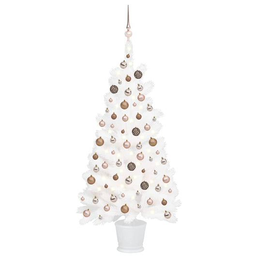 Kunstkerstboom Met Led's En Kerstballen 90 Cm Wit