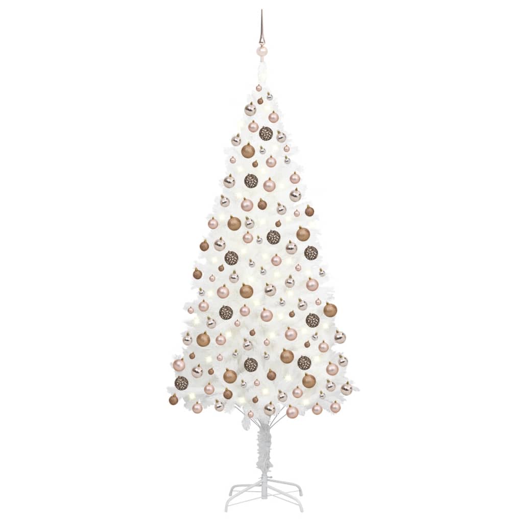 Kunstkerstboom Met Led's En Kerstballen 210 Cm Wit