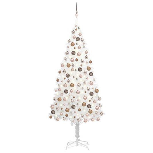 Kunstkerstboom Met Led's En Kerstballen 210 Cm Wit