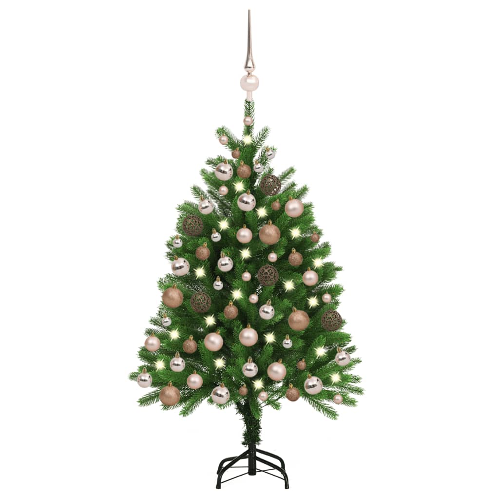 Kunstkerstboom Met Led's En Kerstballen 120 Cm Groen