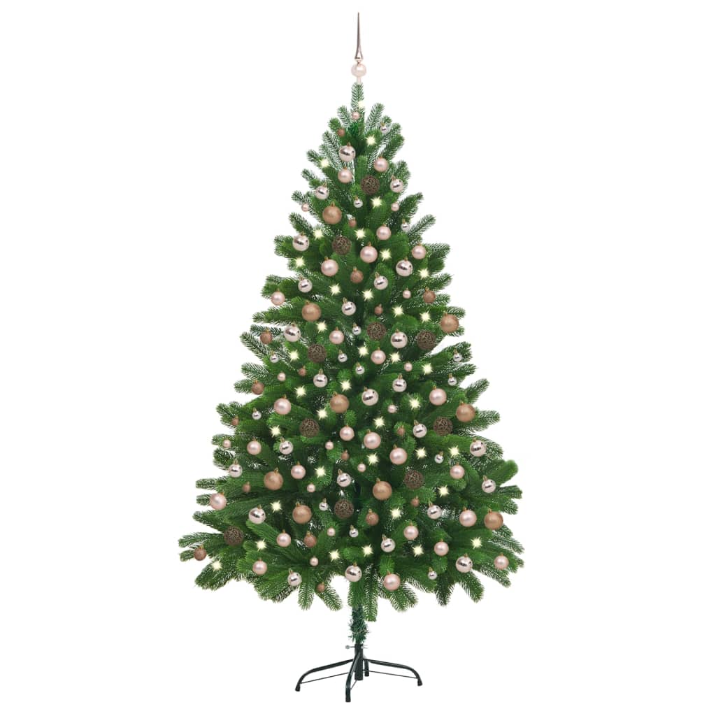 Kunstkerstboom Met Led's En Kerstballen 210 Cm Groen