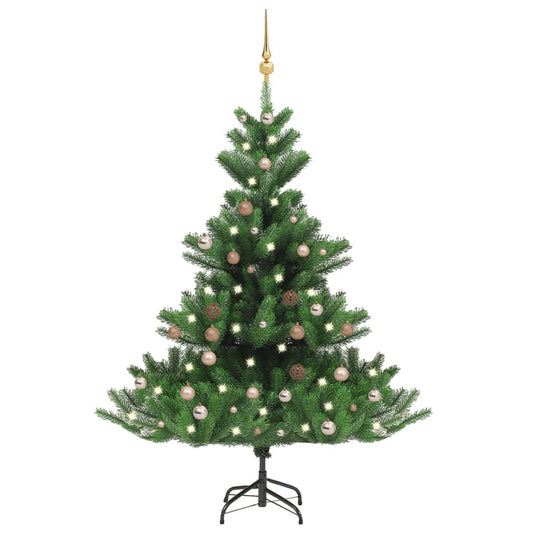 Kunstkerstboom Nordmann Met Led's En Kerstballen 150 Cm Groen