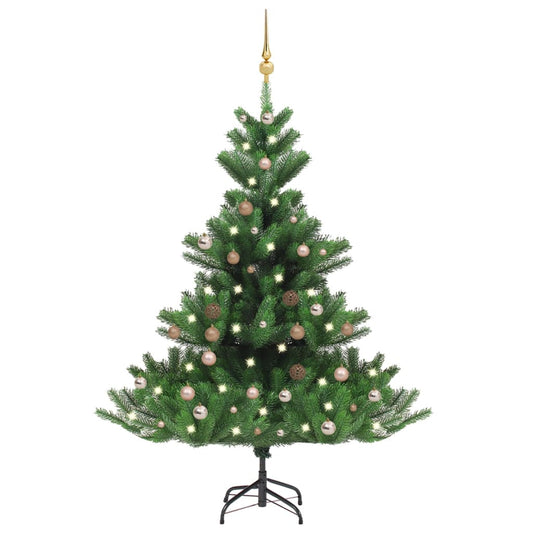 Kunstkerstboom Nordmann Met Led's En Kerstballen 180 Cm Groen