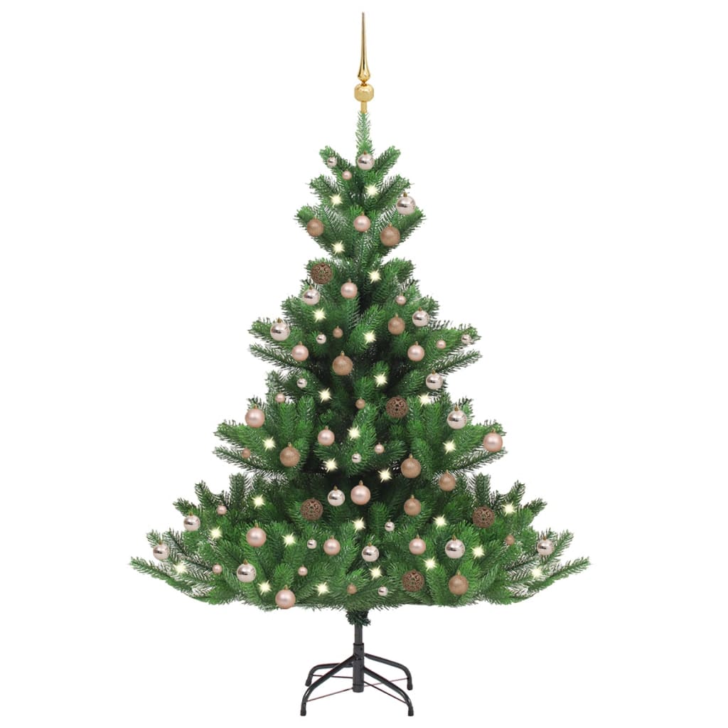 Kunstkerstboom Nordmann Met Led's En Kerstballen 210 Cm Groen