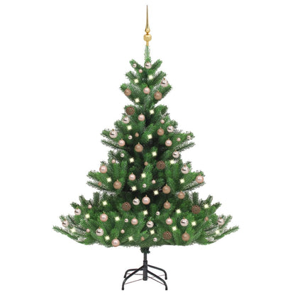 Kunstkerstboom Nordmann Met Led's En Kerstballen 210 Cm Groen