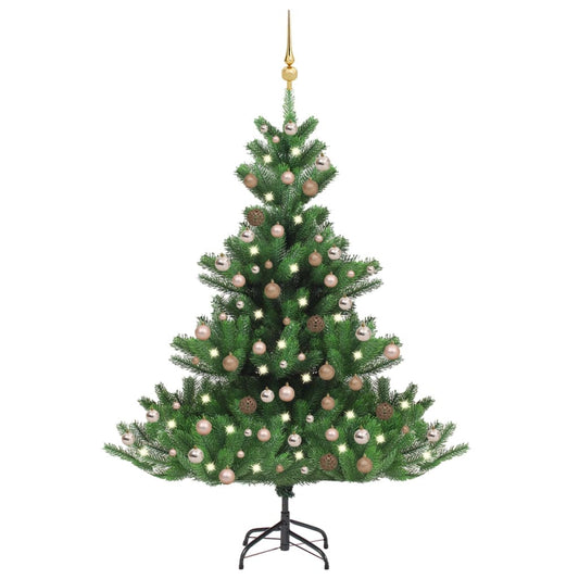Kunstkerstboom Nordmann Met Led's En Kerstballen 210 Cm Groen
