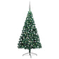 Kunstkerstboom Met Led's En Kerstballen Half 150 Cm Groen
