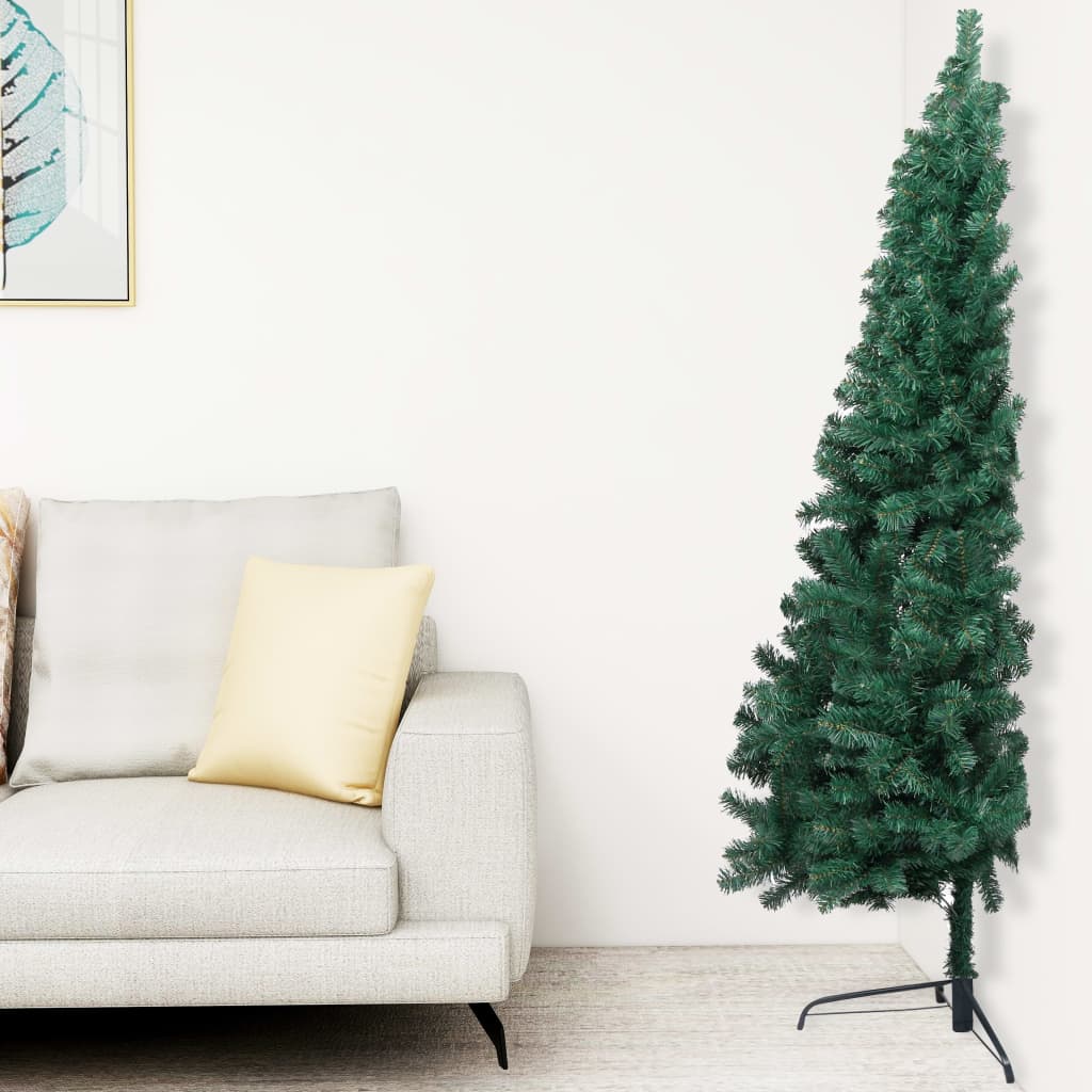 Kunstkerstboom Met Led's En Kerstballen Half 210 Cm Groen