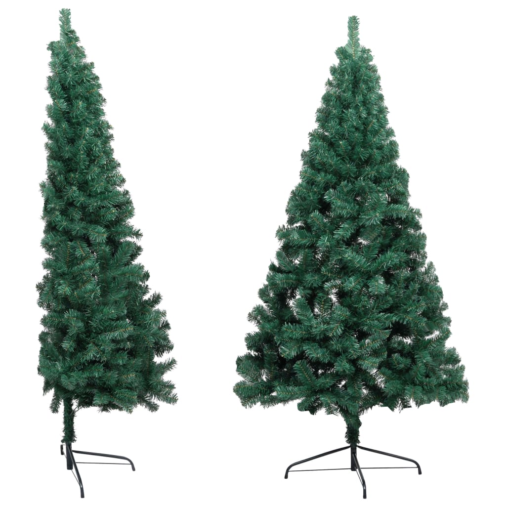 Kunstkerstboom Met Led's En Kerstballen Half 210 Cm Groen